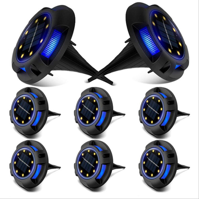 Garden Solar Rechargeable 12 LED Recessed Ground In-ground Warm Blue ABS Ground Warm Blue ABS Decor Insert Lawn Walkway Super Bright Outdoor Lamps